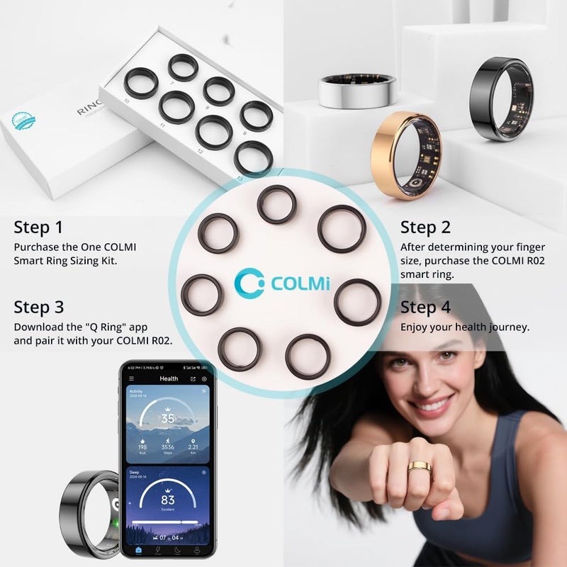 ColMi R02 Smart Ring, a Smart Ring for Women and Men, Supports Heart Rate, Blood Oxygen, Sleep Health Monitoring, Size First Sizing Kit. (Includes Ring Sizer Only) - Image 2